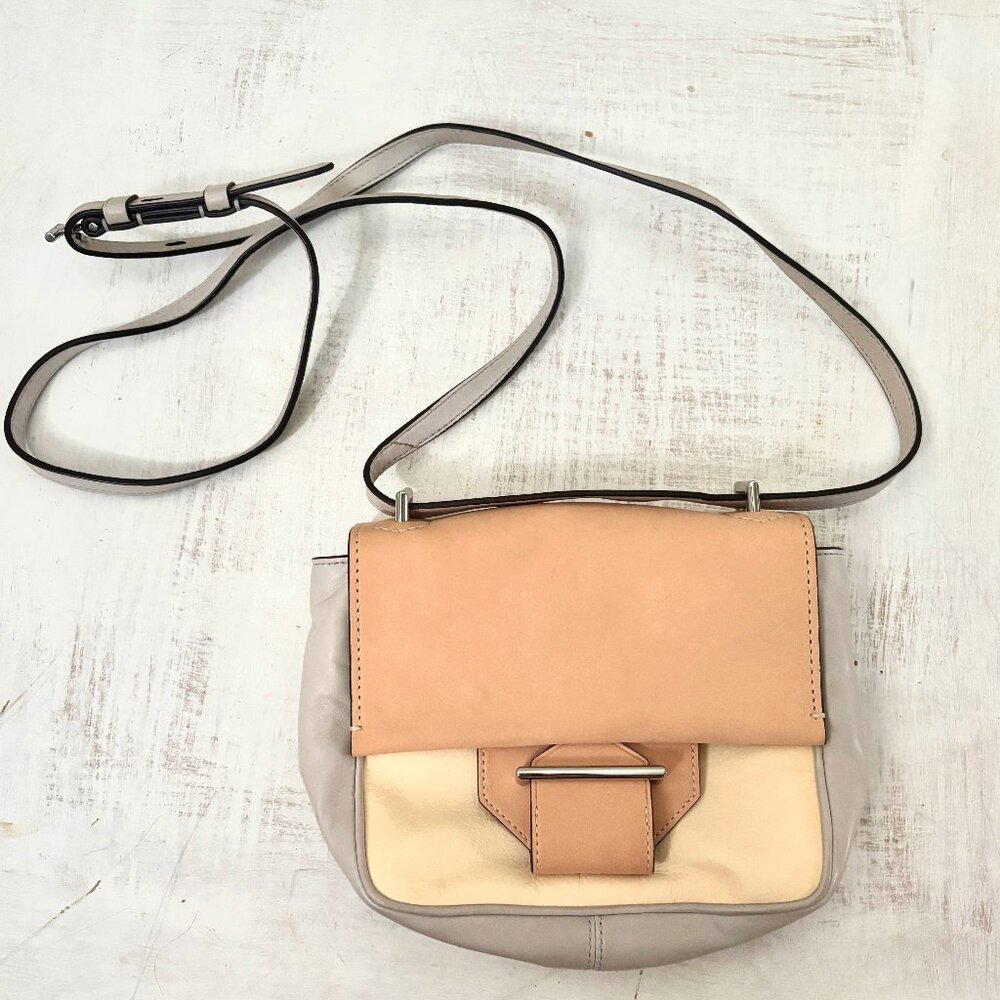 Reed Krakoff Leather Crossbody Bag Cream Tan Grey